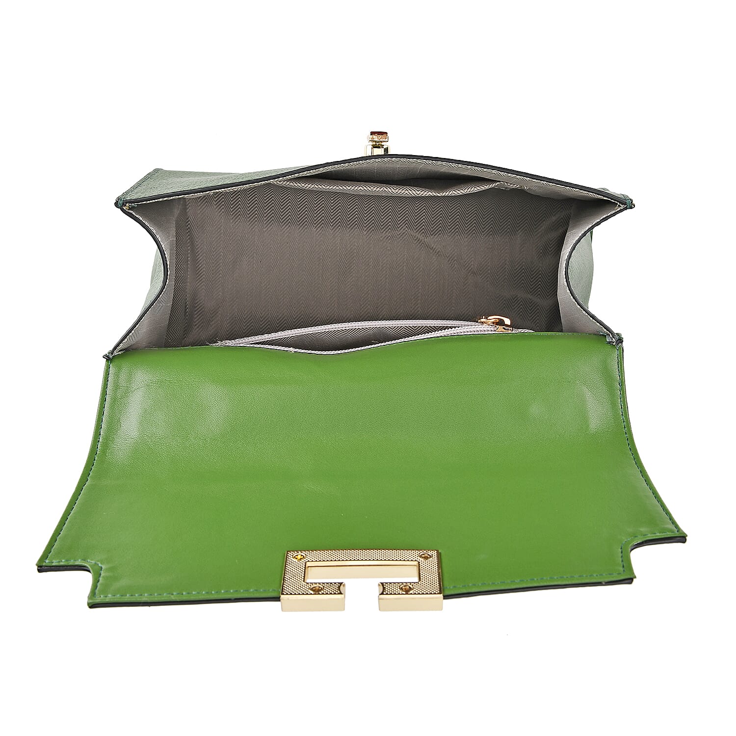 Designer Inspired - 100% Genuine Leather Solid Crossbody Satchel Bag with Adjustable Shoulder Strap (Size 26x11x22 cm) - Green