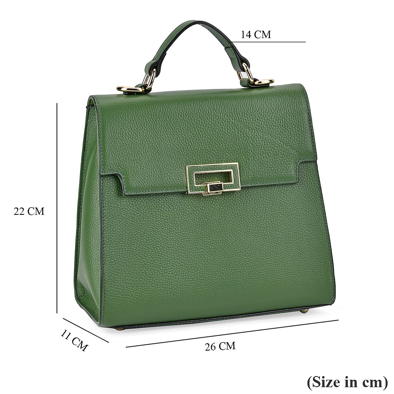Designer Inspired - 100% Genuine Leather Solid Crossbody Satchel Bag with Adjustable Shoulder Strap (Size 26x11x22 cm) - Green