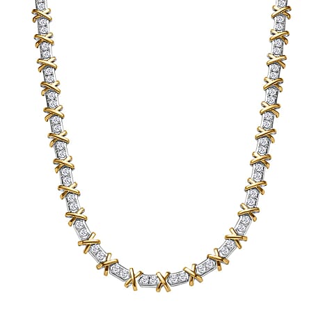 Vintage Estate Collection - Moissanite (10.27ct) XO Necklace (Size - 20) in 18K Yellow Gold Vermeil Plated Sterling Silver - 34.89 Gms