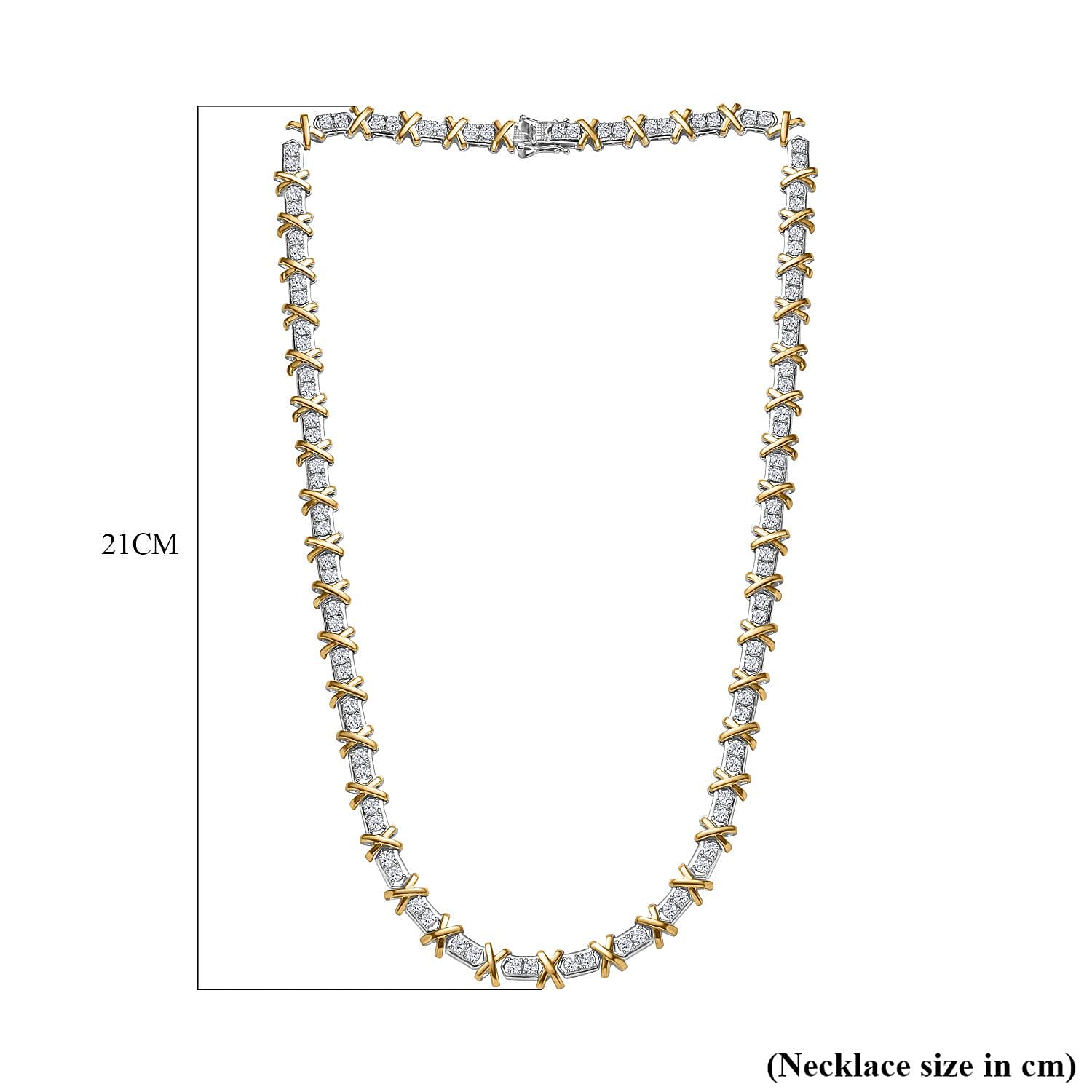 Vintage Estate Collection - Moissanite (10.27ct) XO Necklace (Size - 20) in 18K Yellow Gold Vermeil Plated Sterling Silver - 34.89 Gms