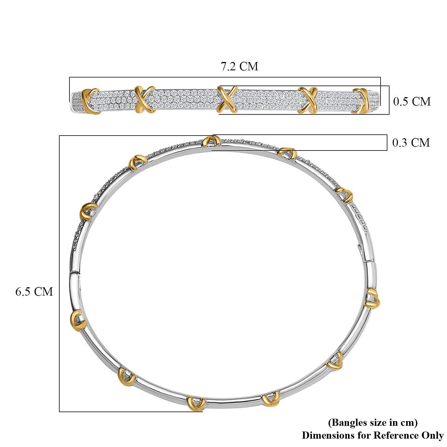 Designer Close Out - Cubic Zirconia Criss Cross Bangle (Size - 7.5 )