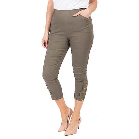 Bengaline Trouser Crotchet Hem (Size M)  - Khaki