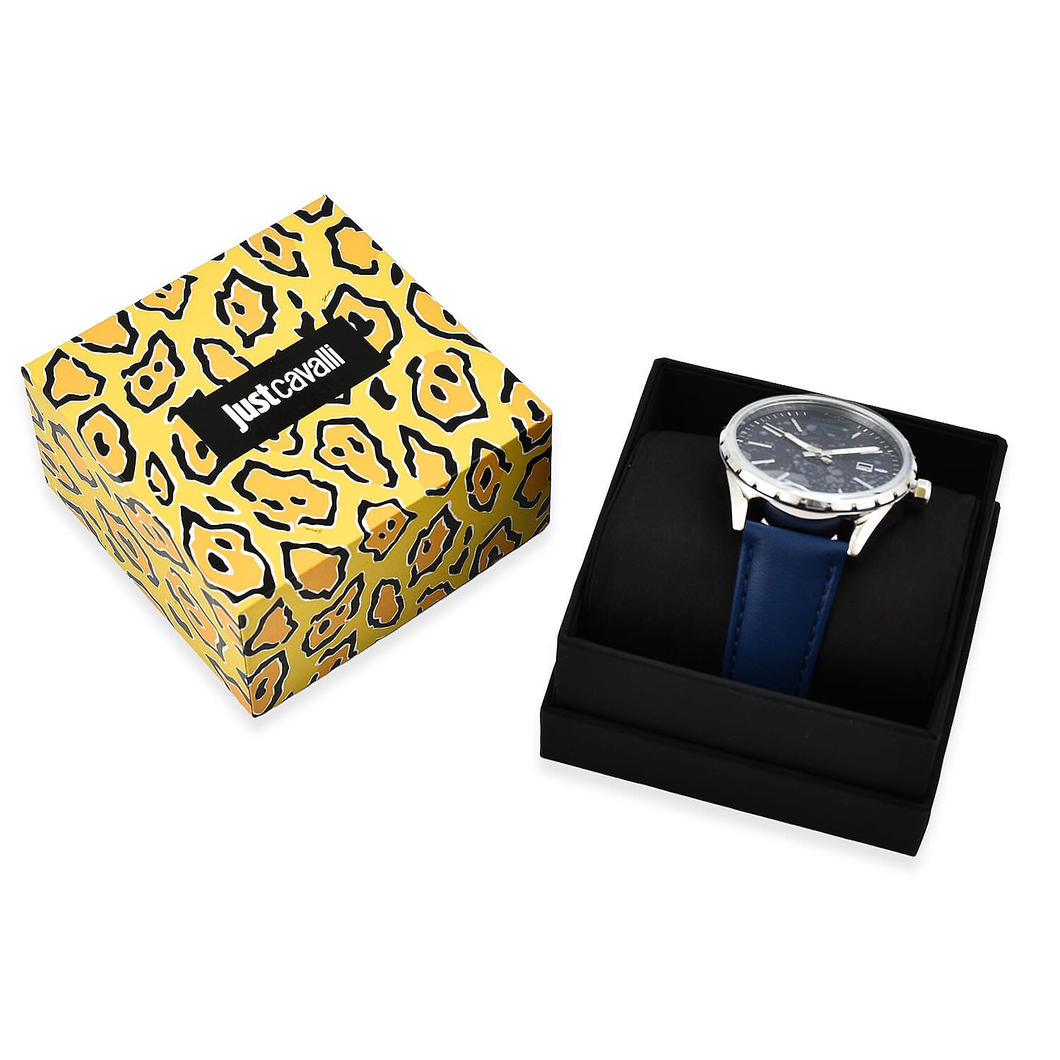 JUST CAVALLI Water Resistant Mens Watch with Blue Leather Strap JUST CAVALLI Water Resistant Mens Watch with Blue Leather Strap