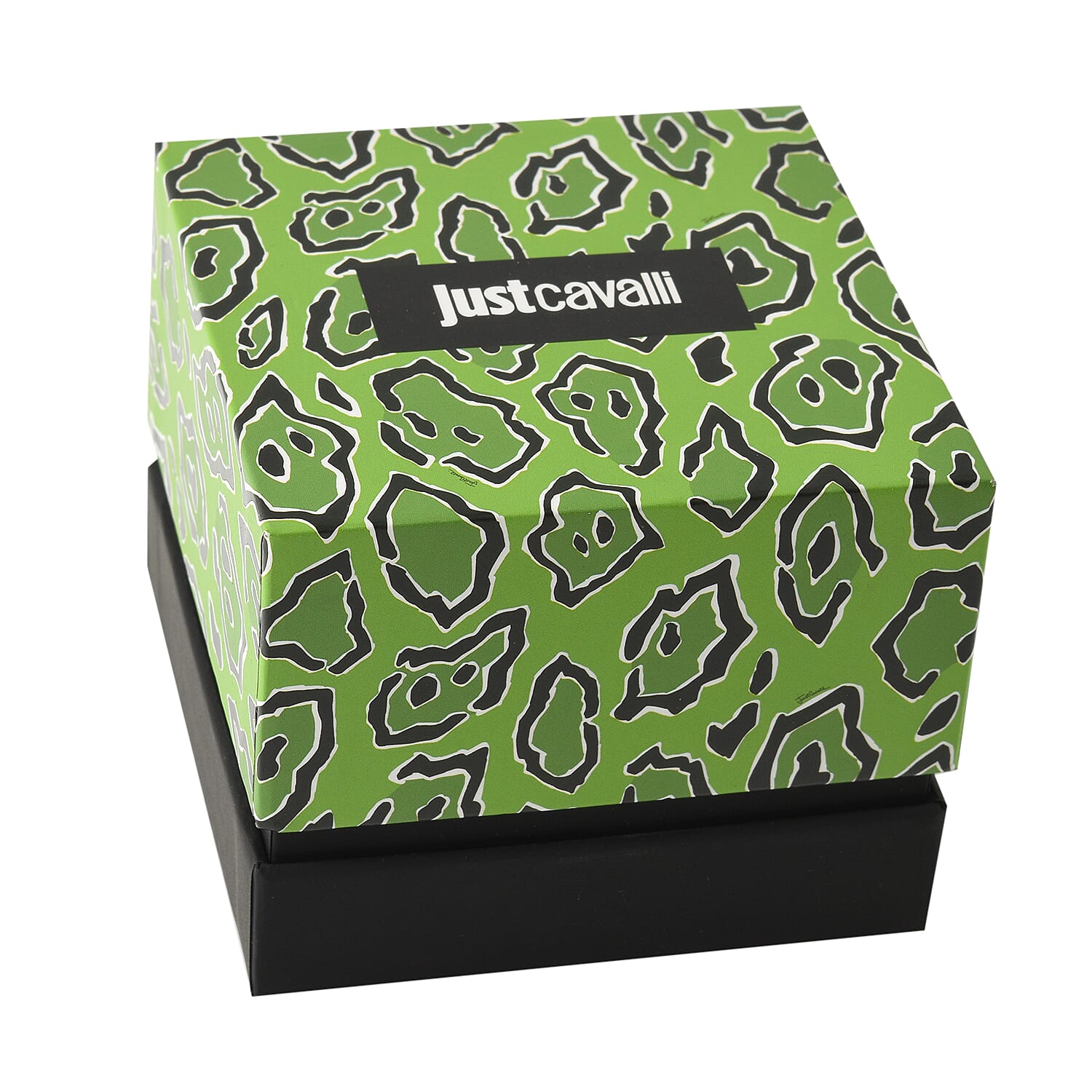 JUST CAVALLI Water Resistant Black Dial Two Tone Watch with Stainless Steel Chain Strap