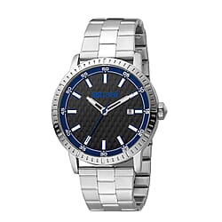 JUST CAVALLI Water Resistant Black Dial Two Tone Watch with Stainless Steel Chain Strap