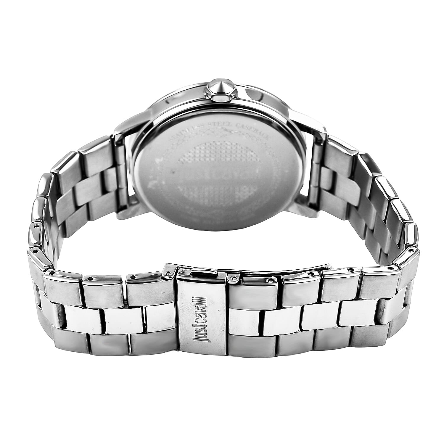 JUST CAVALLI Water Resistant Black Dial  Watch with Stainless Steel Chain Strap