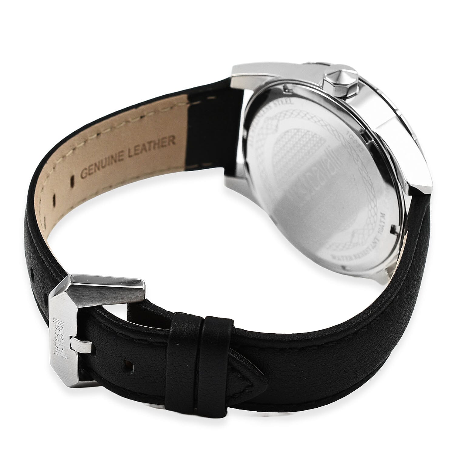 JUST CAVALLI Water Resistant Mens Watch with Black Leather Strap
