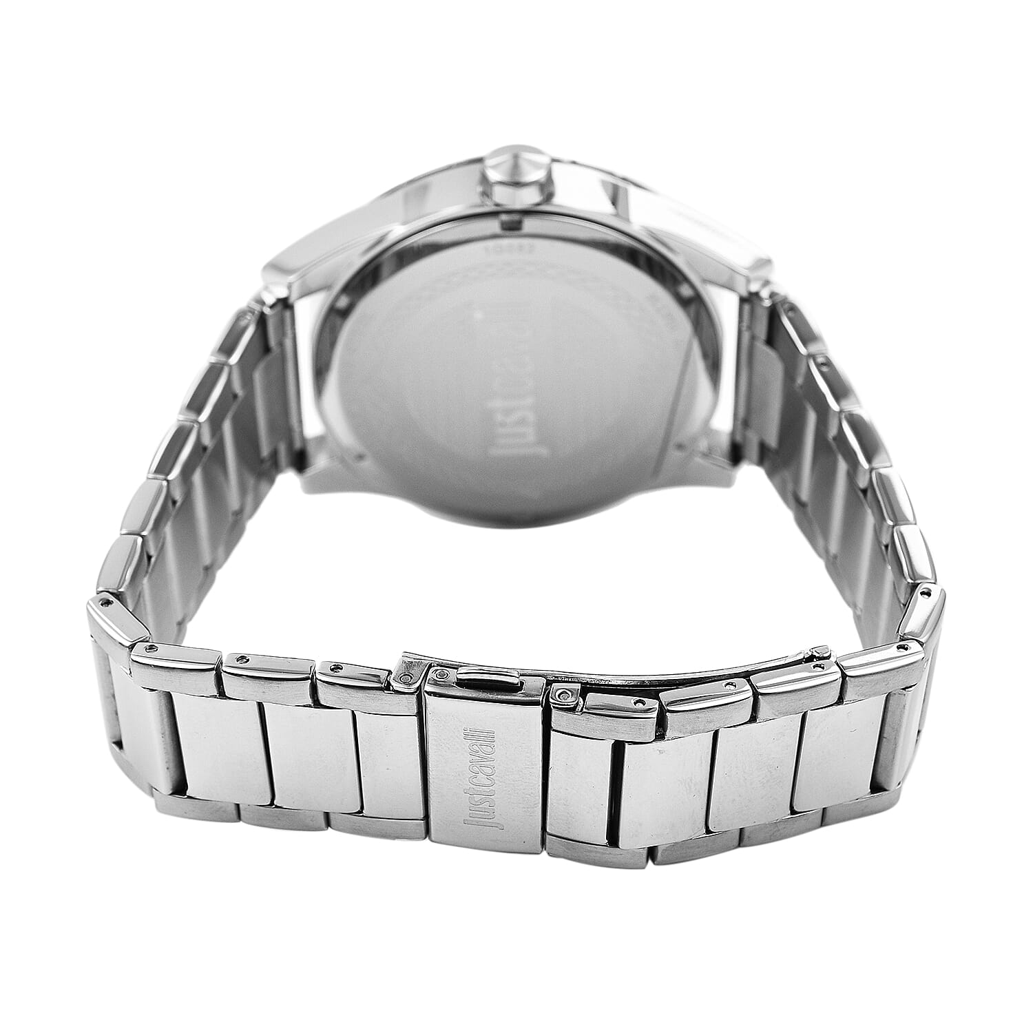 JUST CAVALLI Blue Dial Water Resistant Watch with Stainless Steel Chain Strap