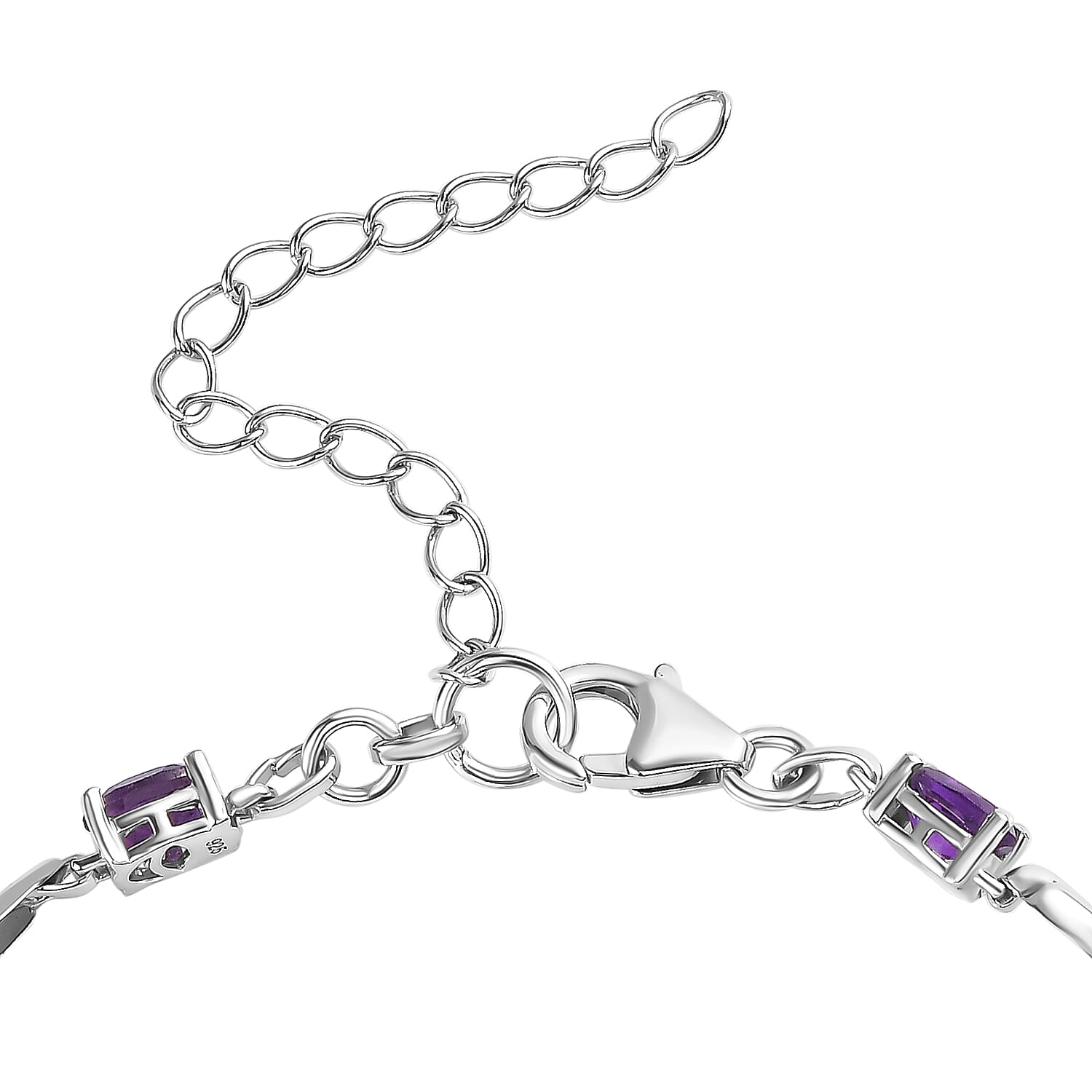 Amethyst Bracelet (6.5-2 inch Ext.) in Platinum Overlay Sterling Silver 3.65 Ct.