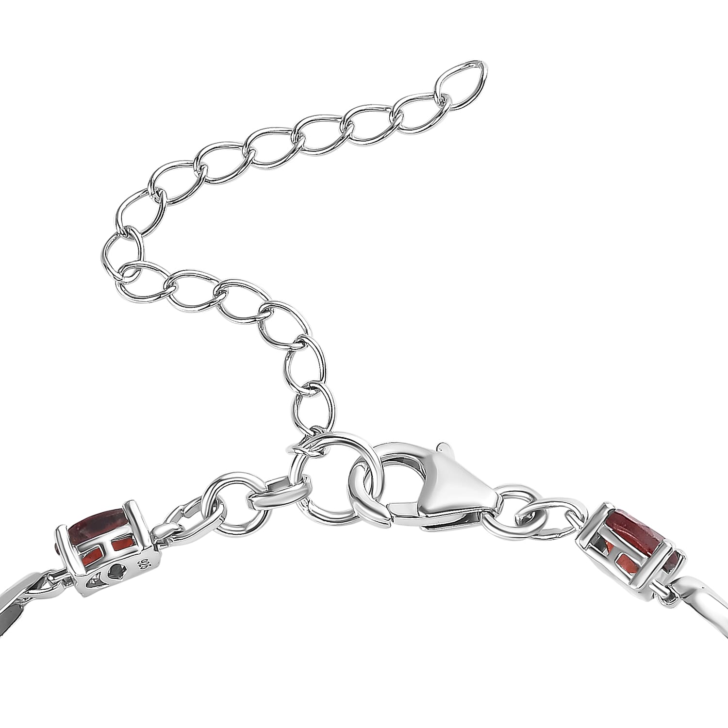 Red Garnet Bracelet (6.5-2 inch Ext.) in Platinum Overlay Sterling Silver 4.75 Ct.