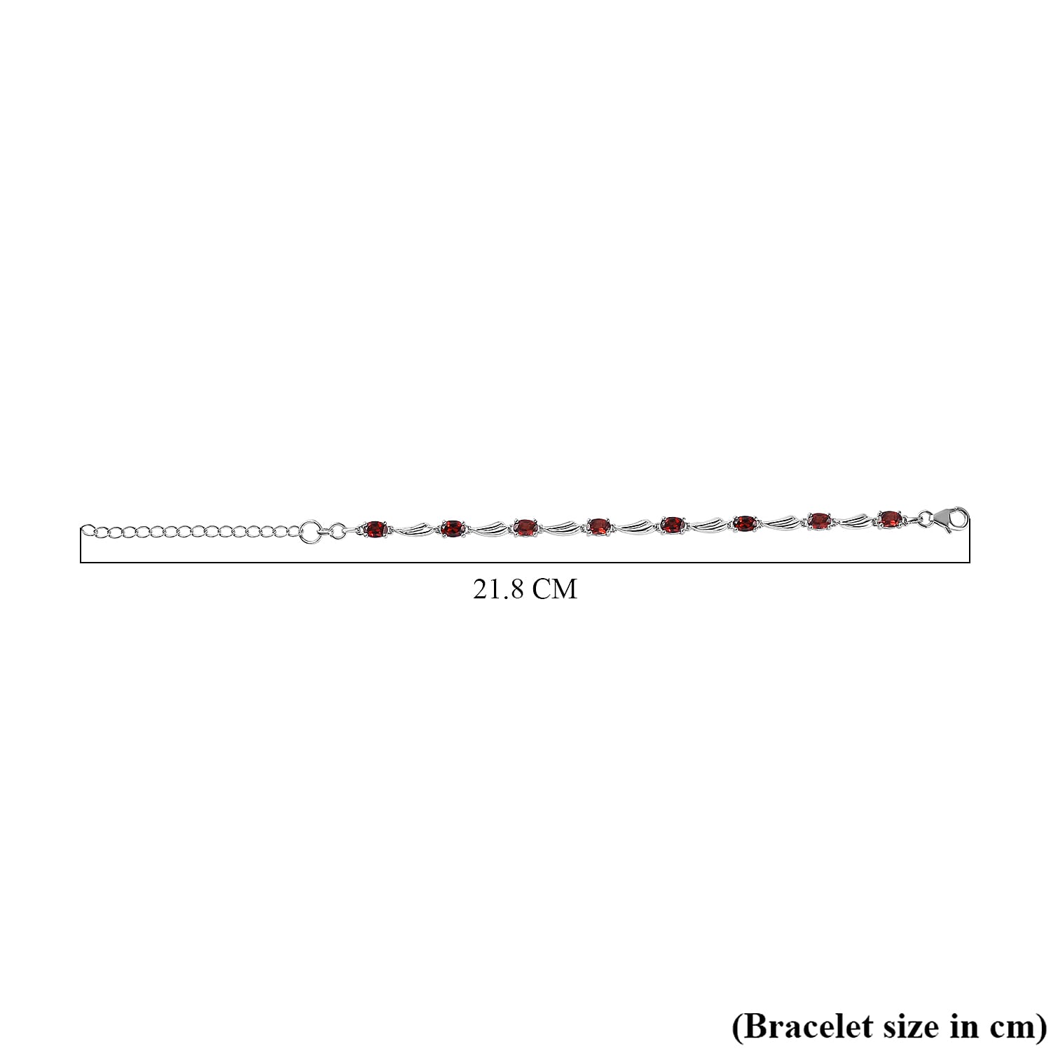 Red Garnet Bracelet (6.5-2 inch Ext.) in Platinum Overlay Sterling Silver 4.75 Ct.