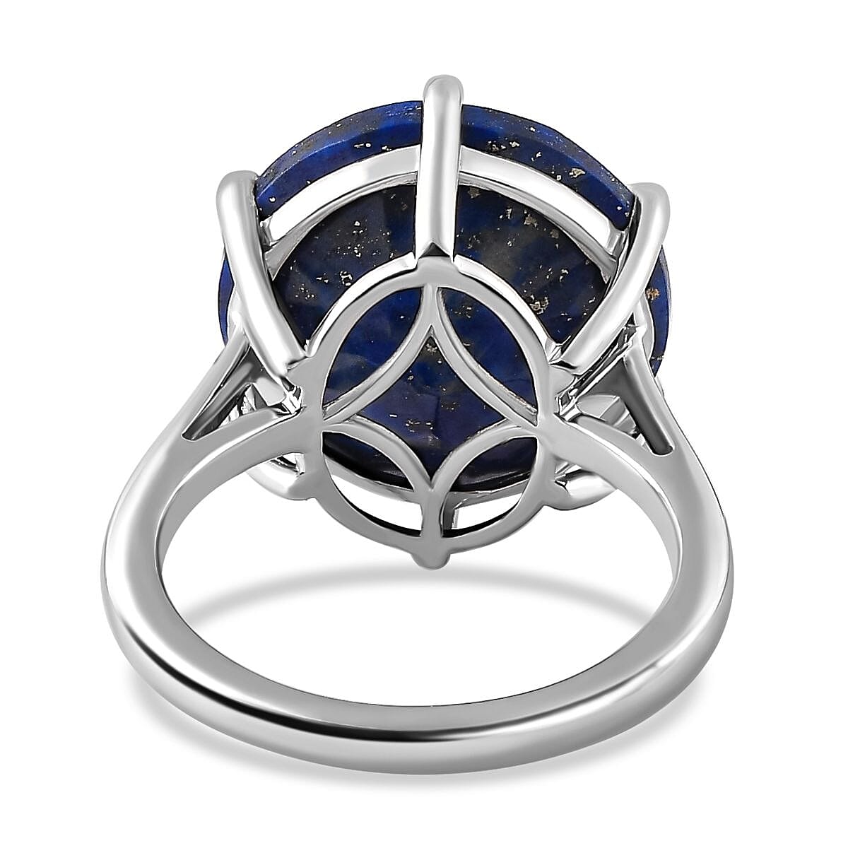 Lapis Lazuli Solitaire Ring in Platinum Overlay Sterling Silver 11.40  Ct.