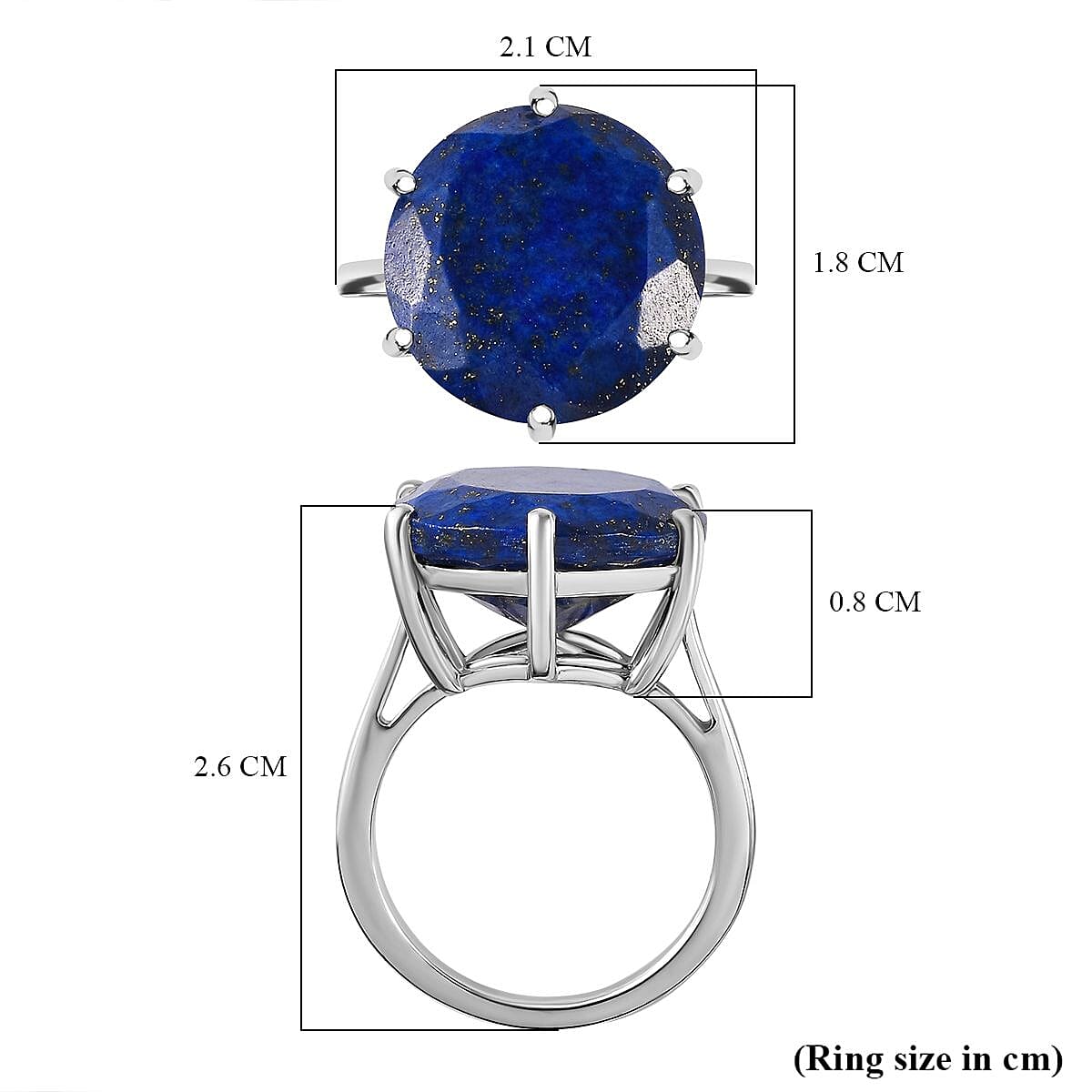 Lapis Lazuli Solitaire Ring in Platinum Overlay Sterling Silver 11.40  Ct.