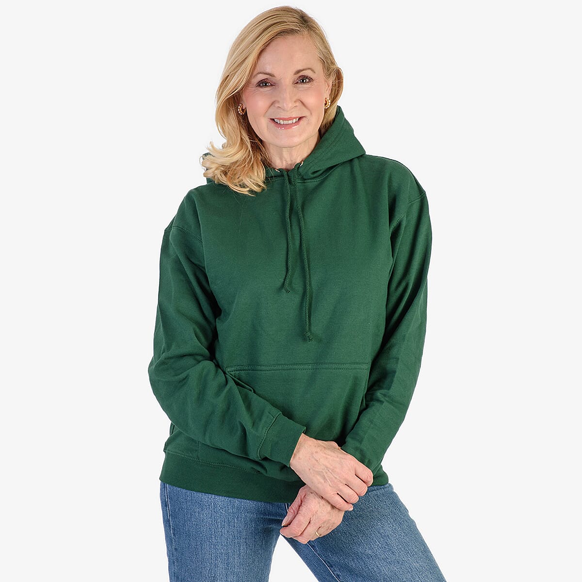Front Pocket Cotton Hoodie (Size L) - Green