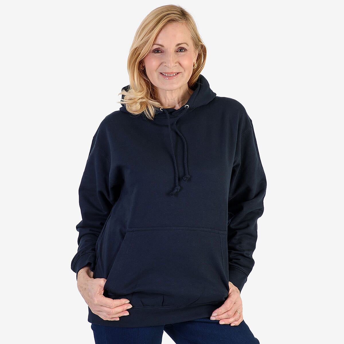 Front Pocket Cotton Hoodie (Size M) - Navy