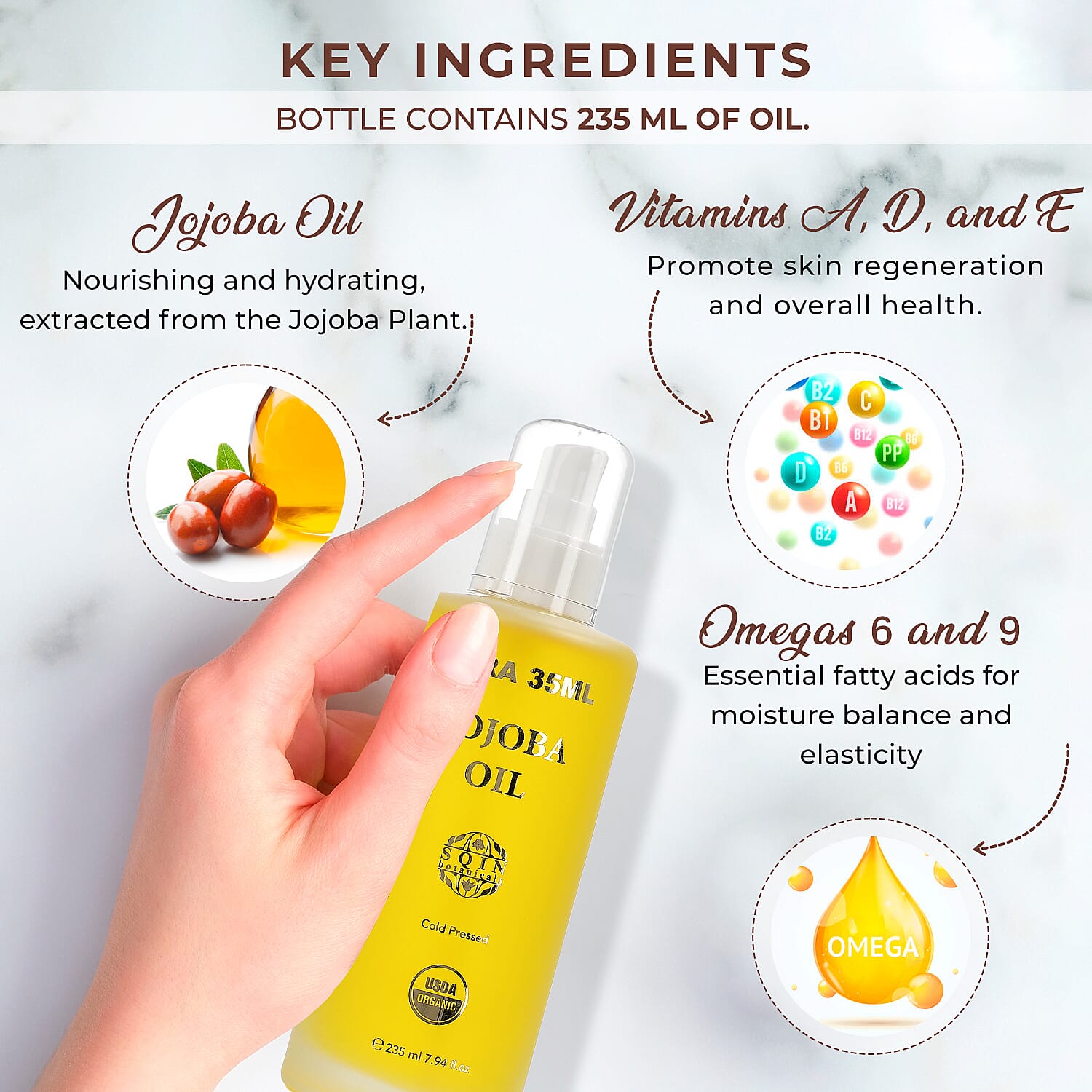 Sqin Botanicals Cold Pressed Natural Jojoba Oil (Vol. 235 ml) Sqin Botanicals Cold Pressed Natural Jojoba Oil (Vol. 235 ml)