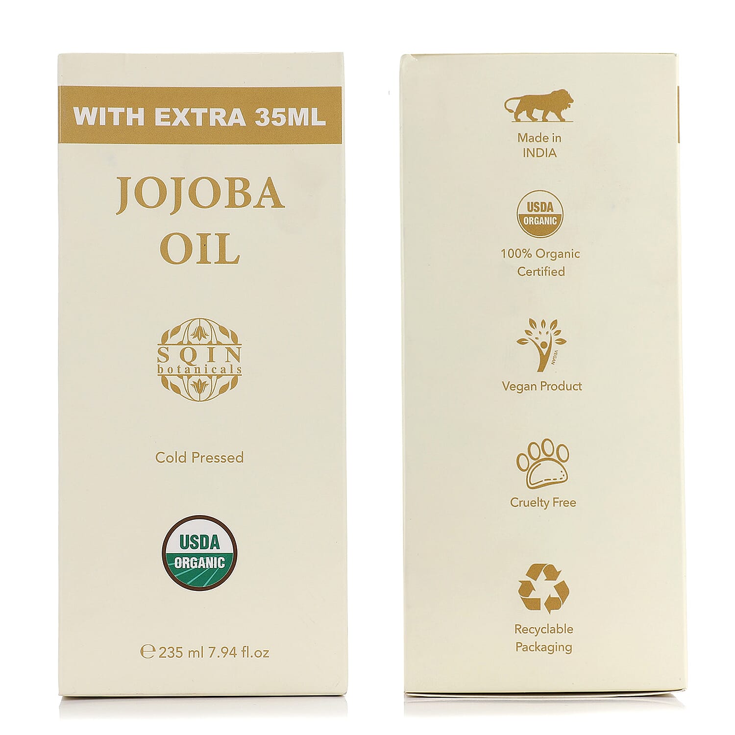 Sqin Botanicals Cold Pressed Natural Jojoba Oil - 200 ml -EXTRA 35 ml ...