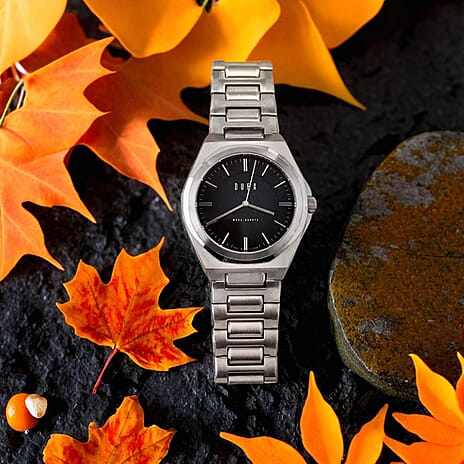 WACHSMANN MEN Hybrid Meca-Quartz Seiko 3-Hand Movt. Black Dial 5 ATM WR in Stainless Steel Bracelet