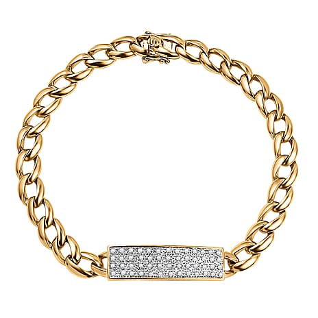 LIMITED EDITION 9K Yellow Gold  Diamond Curb Bracelet Gold Wt 22.00 GM 8.5 inch