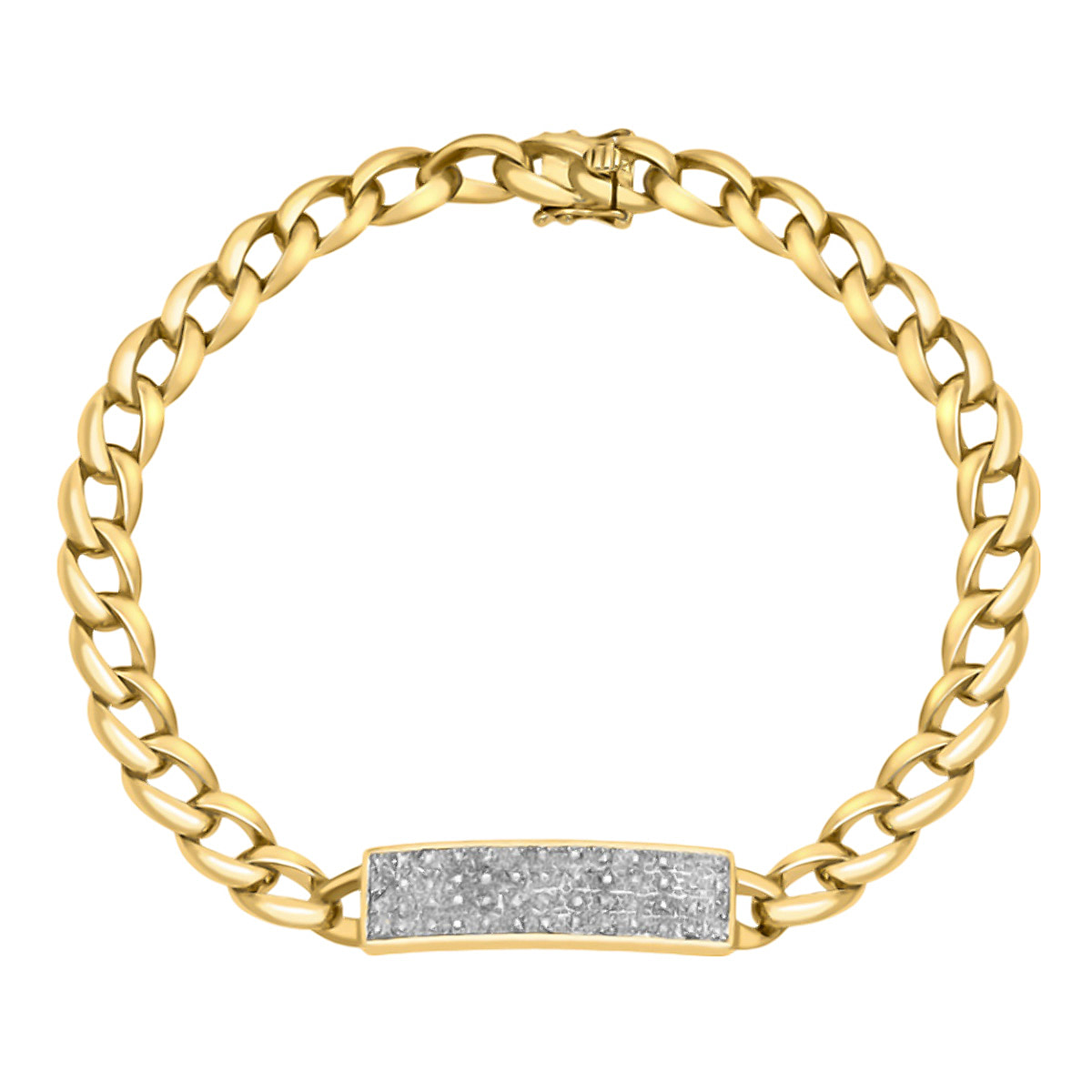 Designer Inspired 9K Yellow Gold  Diamond Curb Bracelet (Size - 9), Gold Wt 22.00 GM