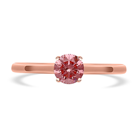 14K Rose Gold SGL Certified VS Lab Grown Pink Diamond Solitaire Ring 0.50 Ct.