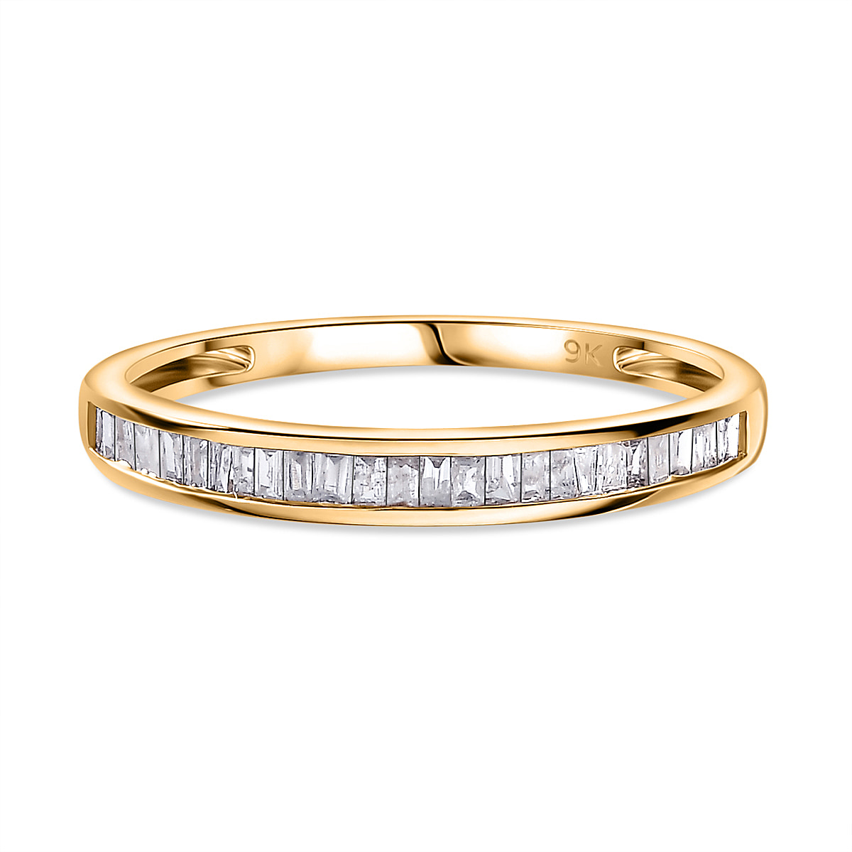 Biggest Close Out- 9K Yellow Gold Diamond (G-H) Half-Eternity Band Ring 0.20 Cts