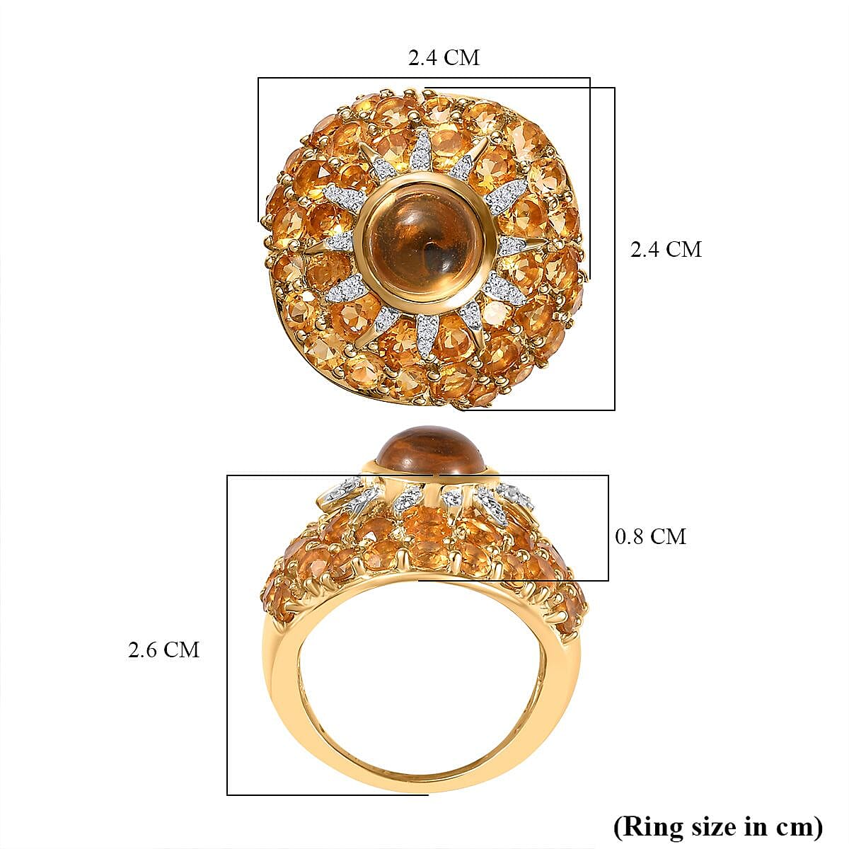 GP Celestial Collection - Citrine & Natural Zircon Ring in Platinum & 18K YG Vermeil Plated Sterling Silver 7.24 Ct