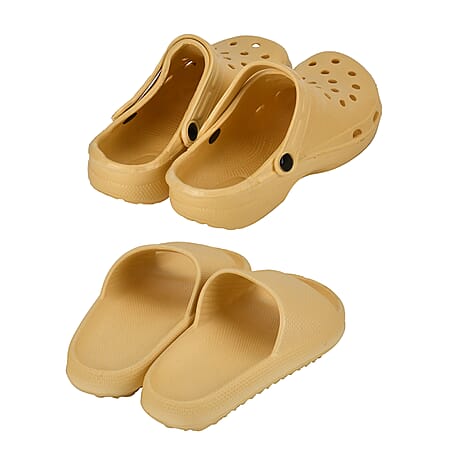 Set of 2 EVA Ladies Super-lightweight Cushioned Sandals and Sliders (Size 3-4) - Yellow