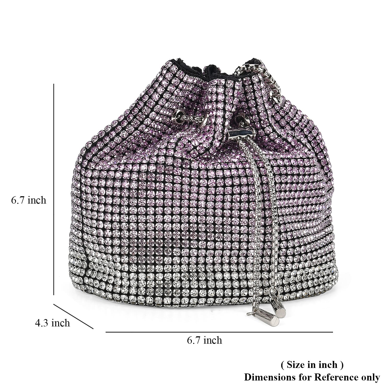 Gradient colour crystal drawstring bucket bag (Size 17x11x17 cm) - Purple & Yellow