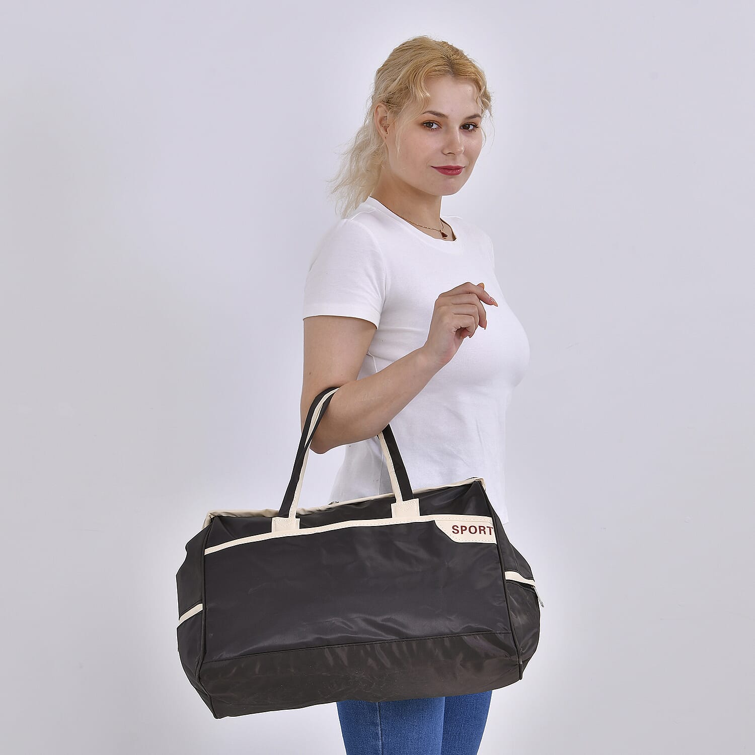 Large Capacity Travel Bag with Top Double Handles - Grey