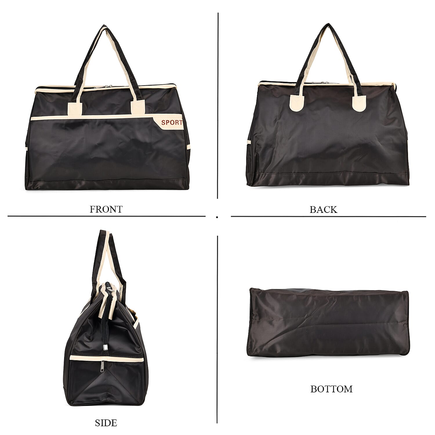 Large Capacity Travel Bag with Top Double Handles - Grey