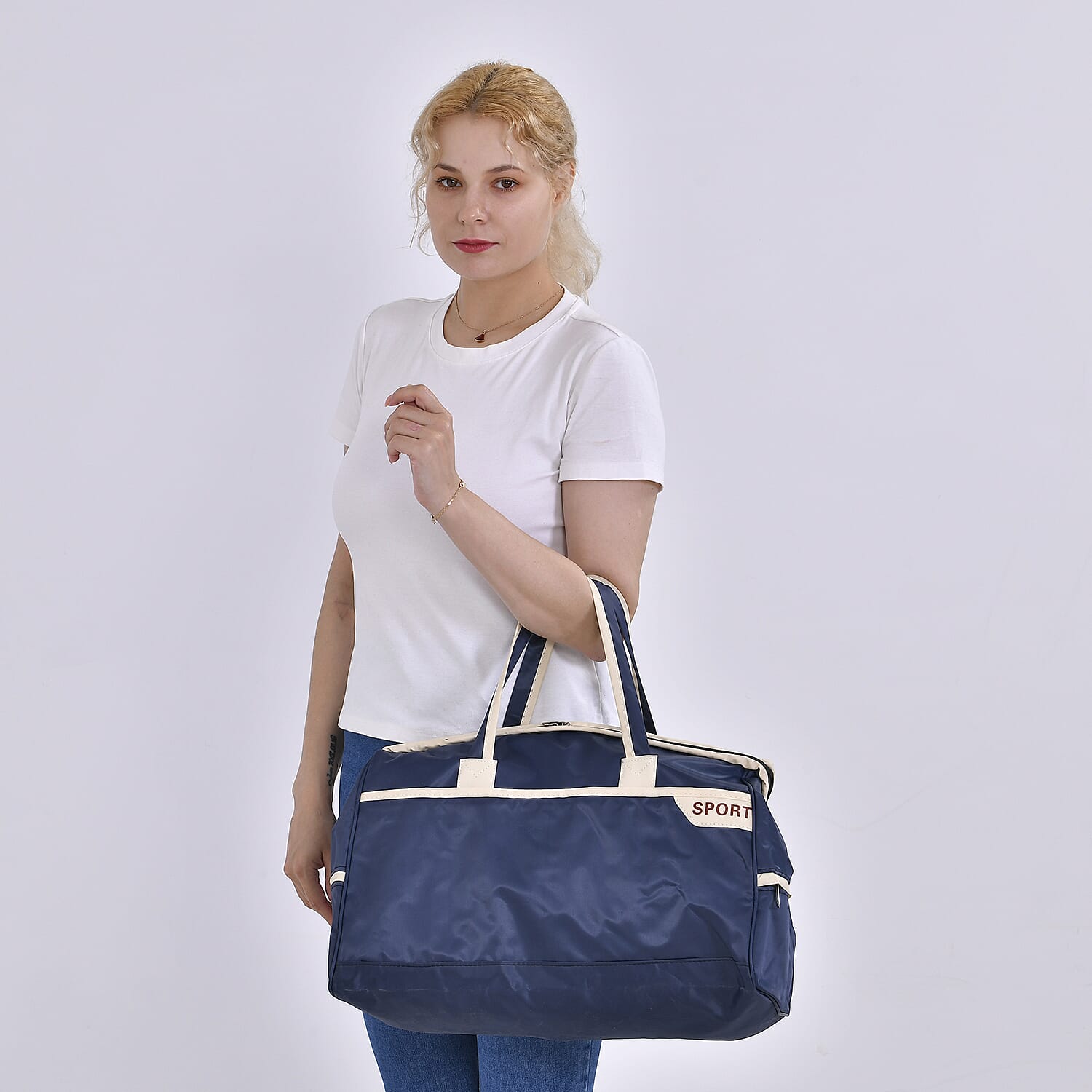 First Time Ever - Tamsy Travel Duffel Bag with Double Handle - Blue