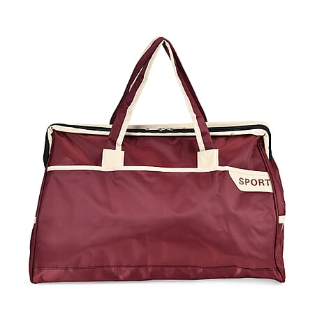Large Capacity Travel Bag with Top Double Handles - Burgundy