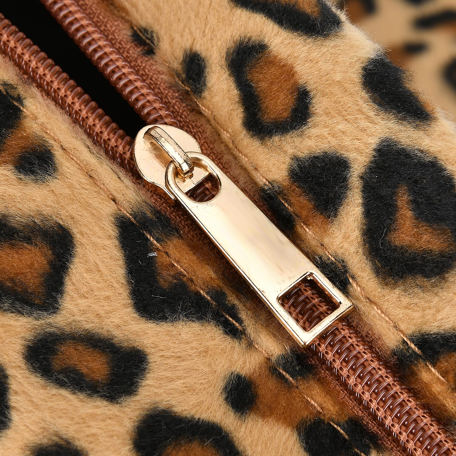 Leopard Printed Travel Bag with Long Strap - Handle Drop - Brown