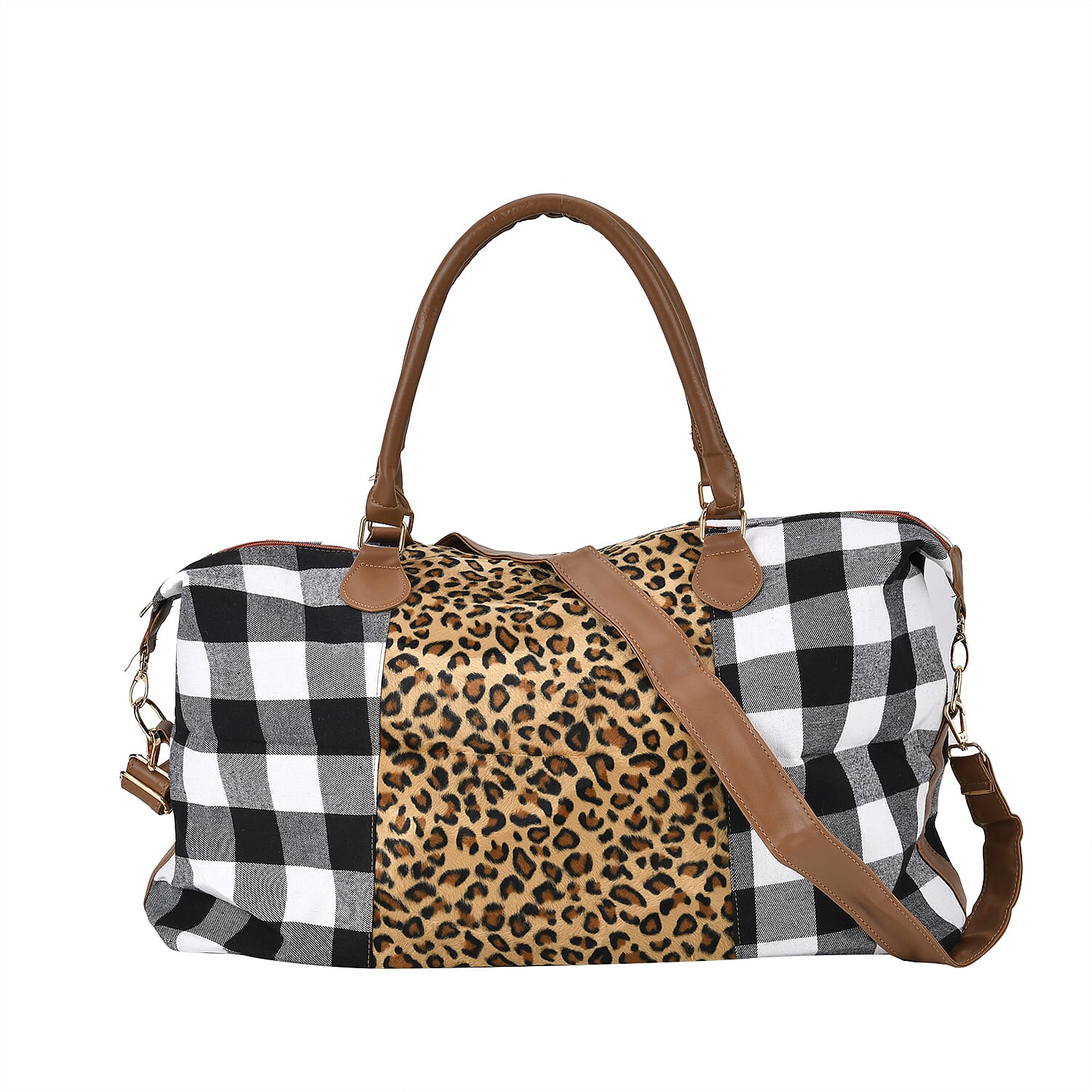 Leopard Travel Bag (Size 50x16x34 cm) - Brown and White