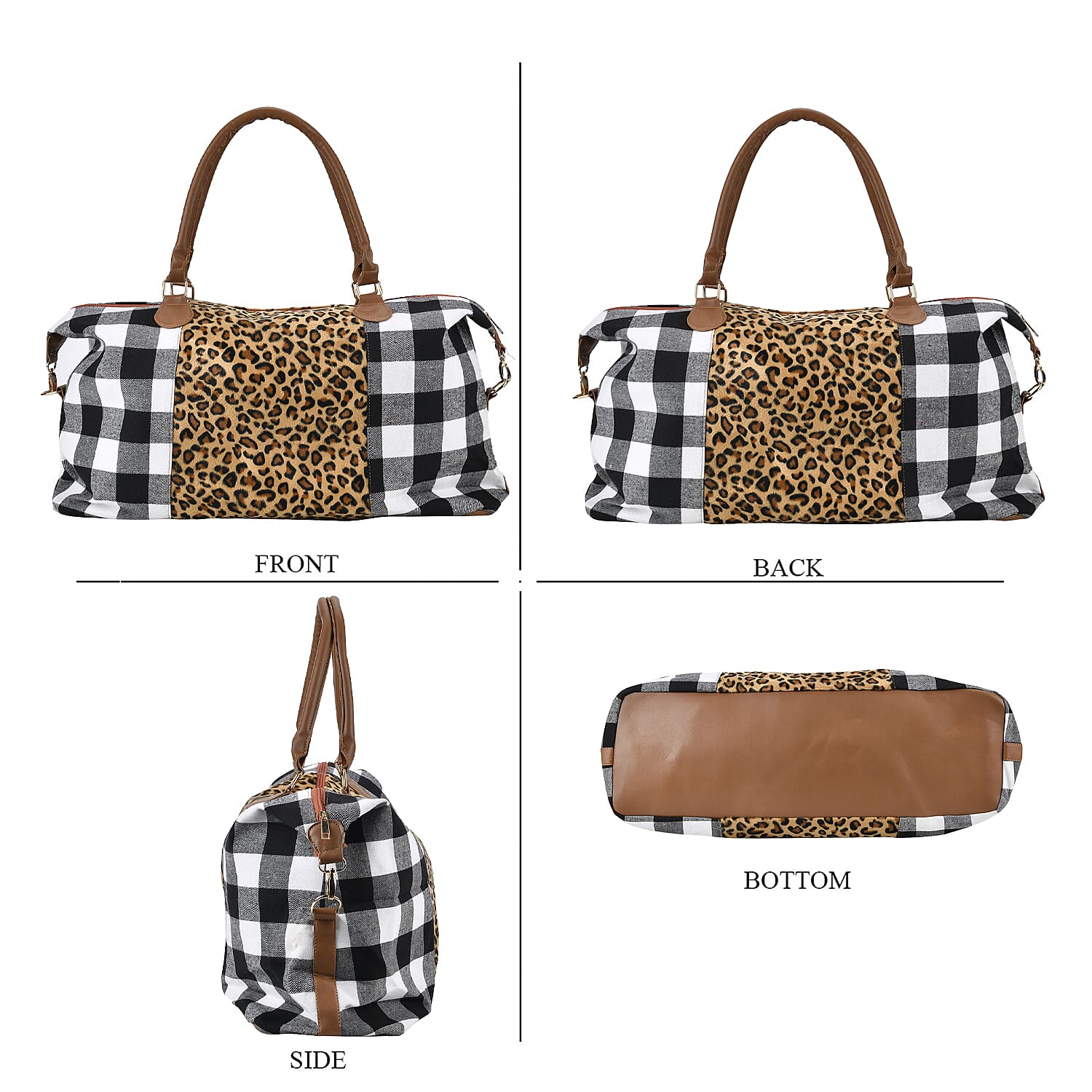 Leopard Travel Bag (Size 50x16x34 cm) - Brown and White