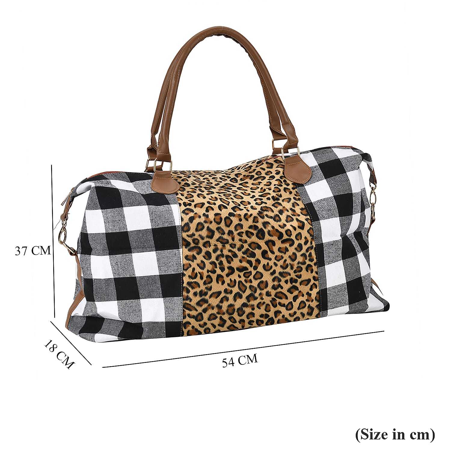 Leopard Travel Bag (Size 50x16x34 cm) - Brown and White