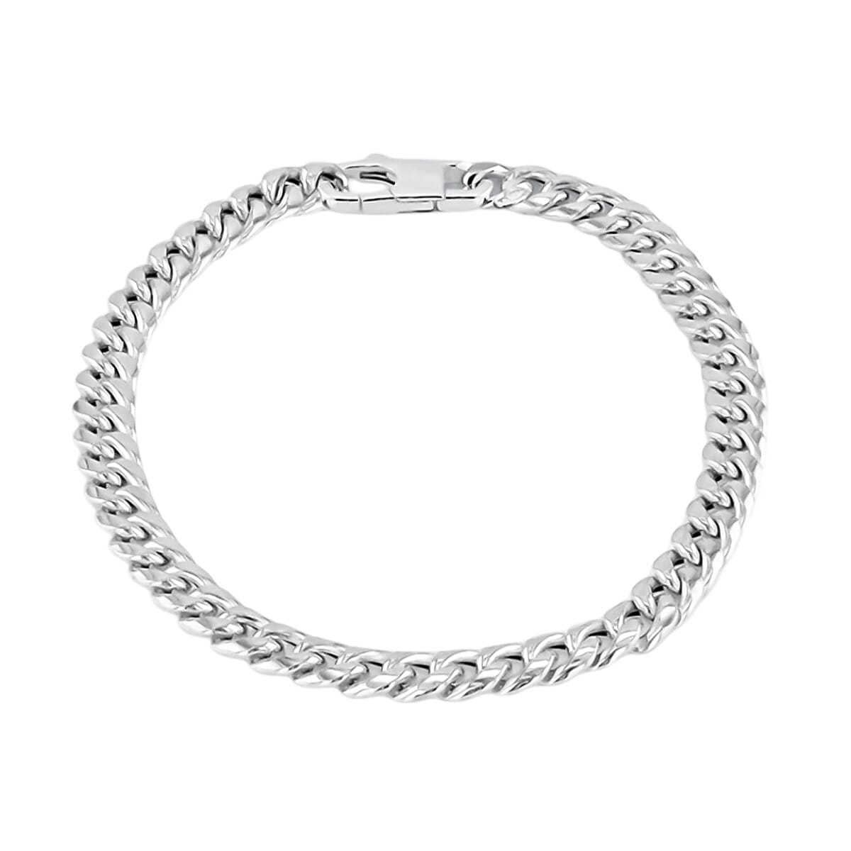 Sterling Silver Round Cuban Bracelet (Size - 8), Silver Wt. 22.40 Gms