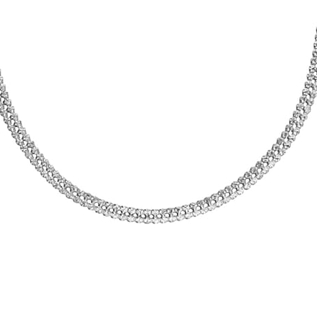 Vicenza Luxury Edition - Rhodium Overlay Sterling Silver Double Row Round CZ Tennis Necklace (Size - 16.5)