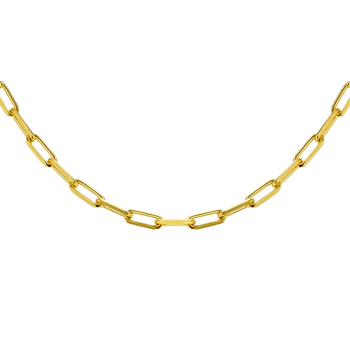 Yellow Gold Overlay Sterling Silver Paperclip Chain (Size - 18).