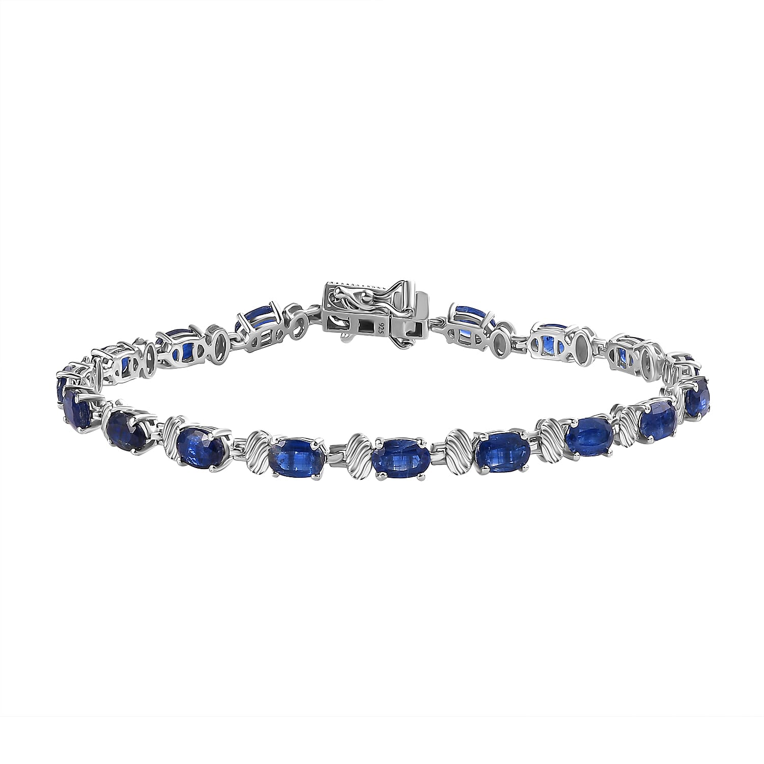 Natural Premium Himalayan Kyanite & Zircon Bracelet (Size - 8) in Platinum Overlay Sterling Silver 11 Ct.