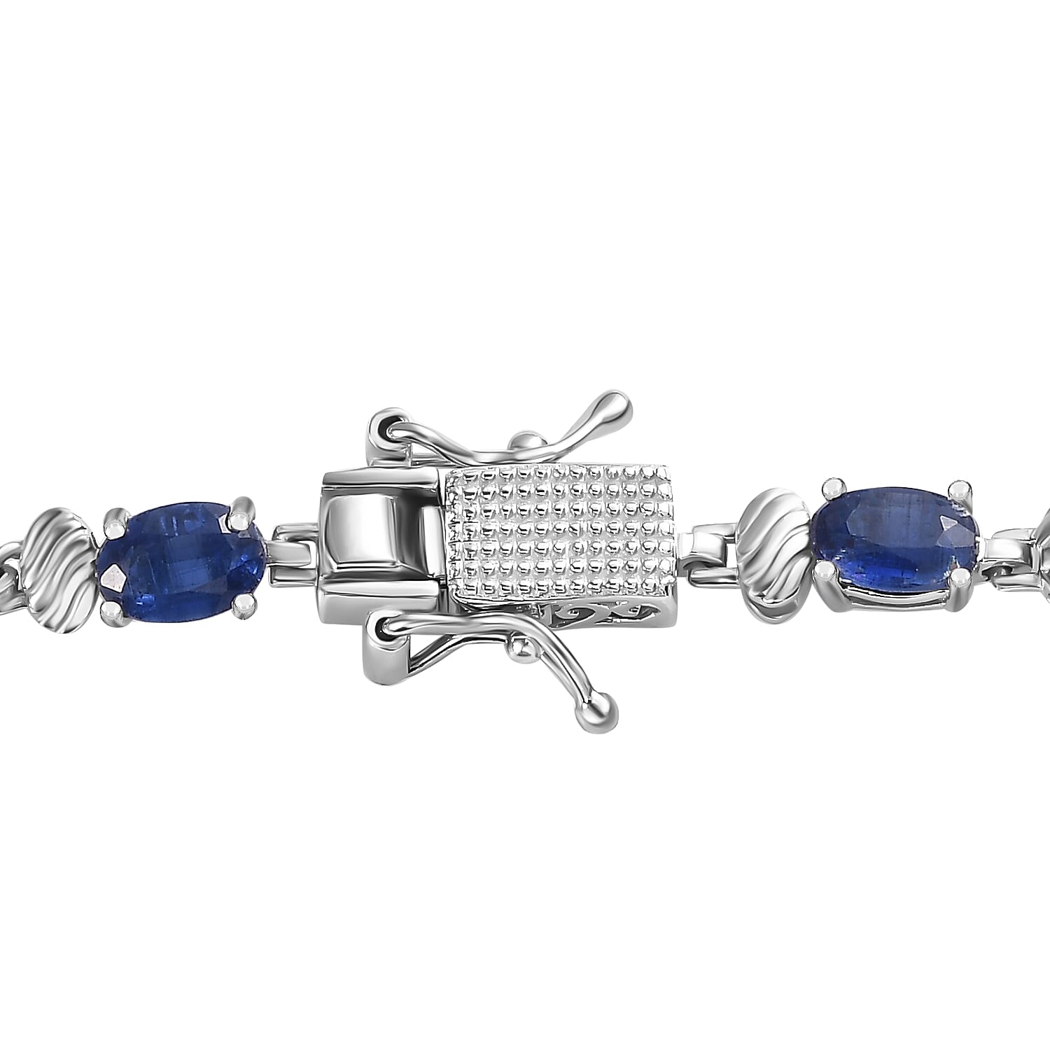 Natural Premium Himalayan Kyanite & Zircon Bracelet (Size - 8) in Platinum Overlay Sterling Silver 11 Ct.