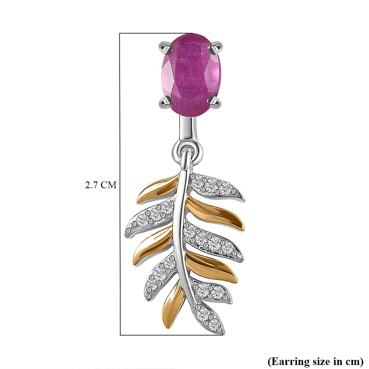 African Ruby & Natural Zircon Dangling Earrings in Sterling Silver 2.70 Ct.