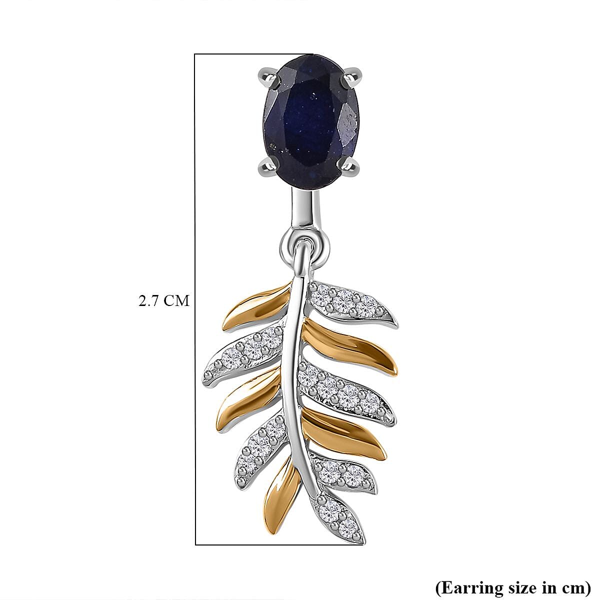 Masoala Sapphire & Natural Zircon Dangle Earrings in Platinum & 18K Vermeil YG Plated Sterling Silver 2.75 Ct.