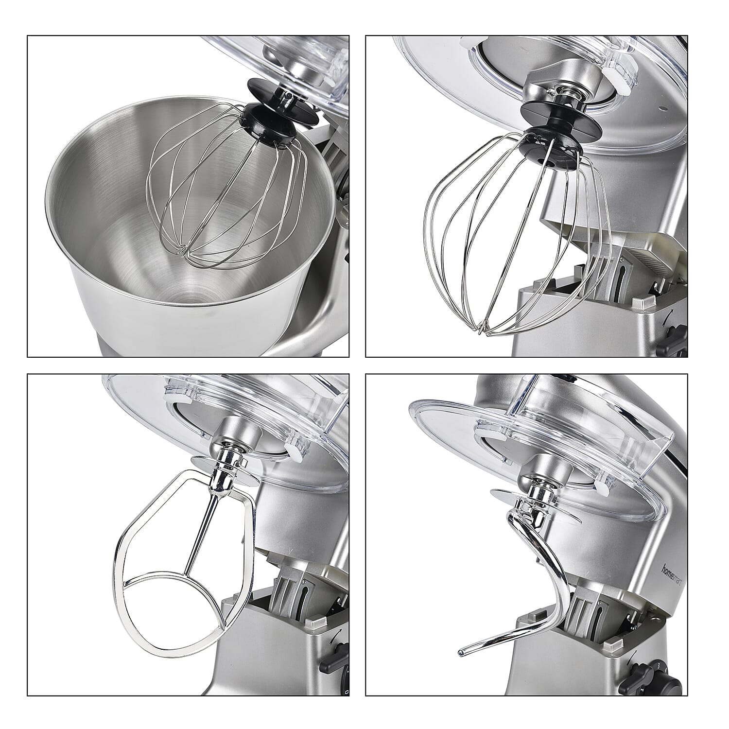 HOMESMART Stand Mixer with 3 Blades, 6 Speed Rotary Control Etc. (6.0 L,1500W) - Silver