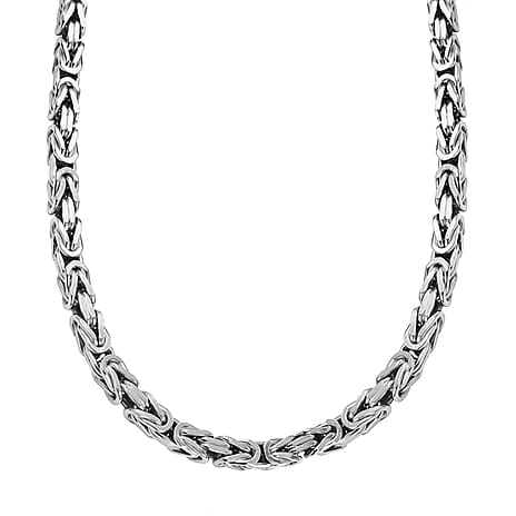 JCK Vegas Closeout - Italian Made Byzantine Necklace in Sterling Silver (Size - 20), Silver Wt. 32.10 Gms