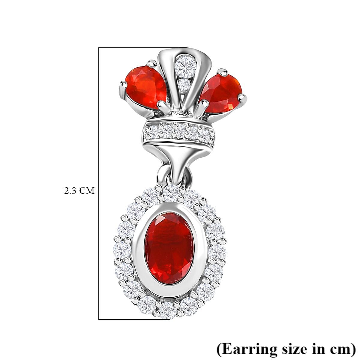 Salamanca Fire Opal & Natural Zircon Dangle Earrings in Platinum Overlay Sterling Silver 1.70 Ct.