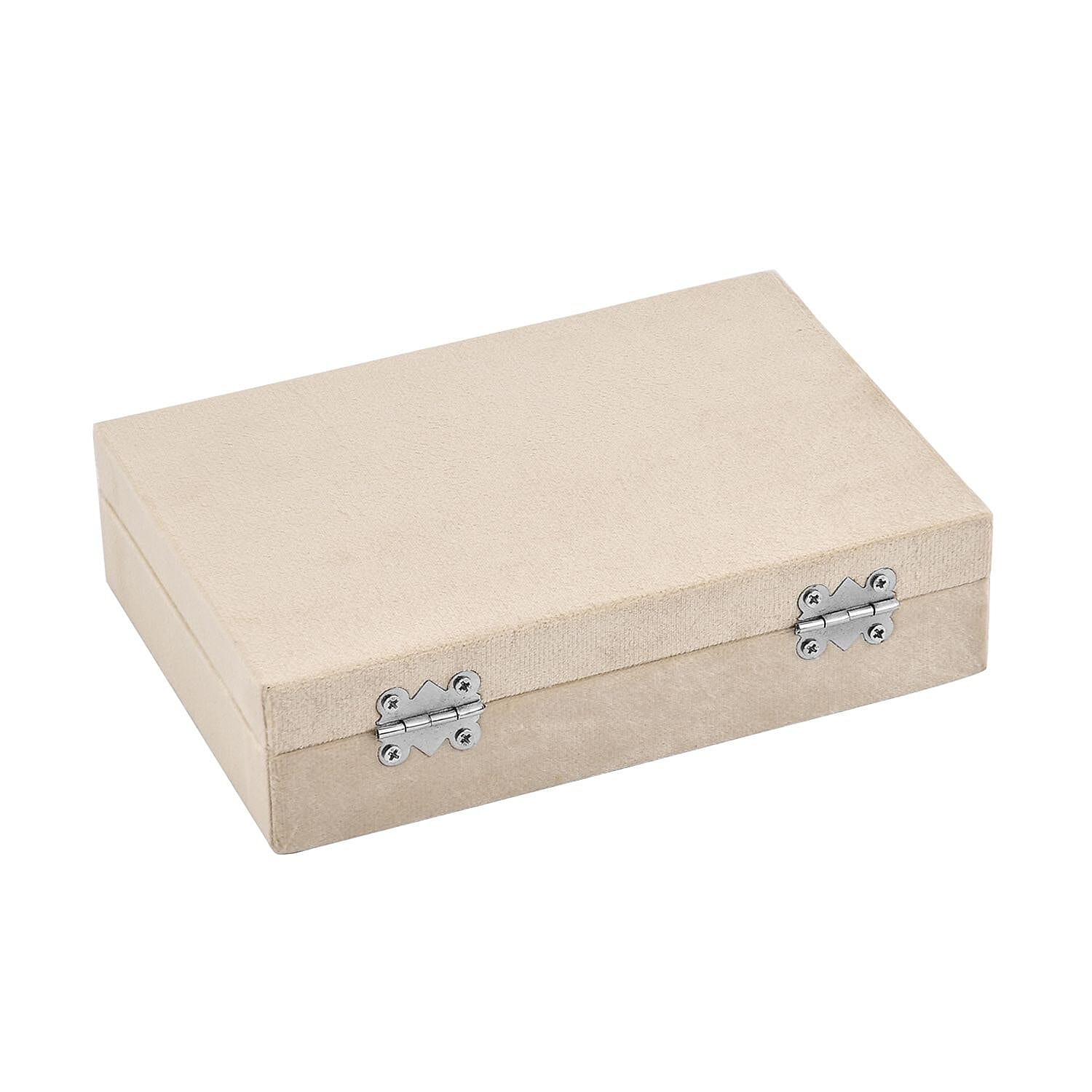 Velvet Jewelry Box with 6pcs Manicure Set (Size 16.5x12x4.5 cm) - Beige