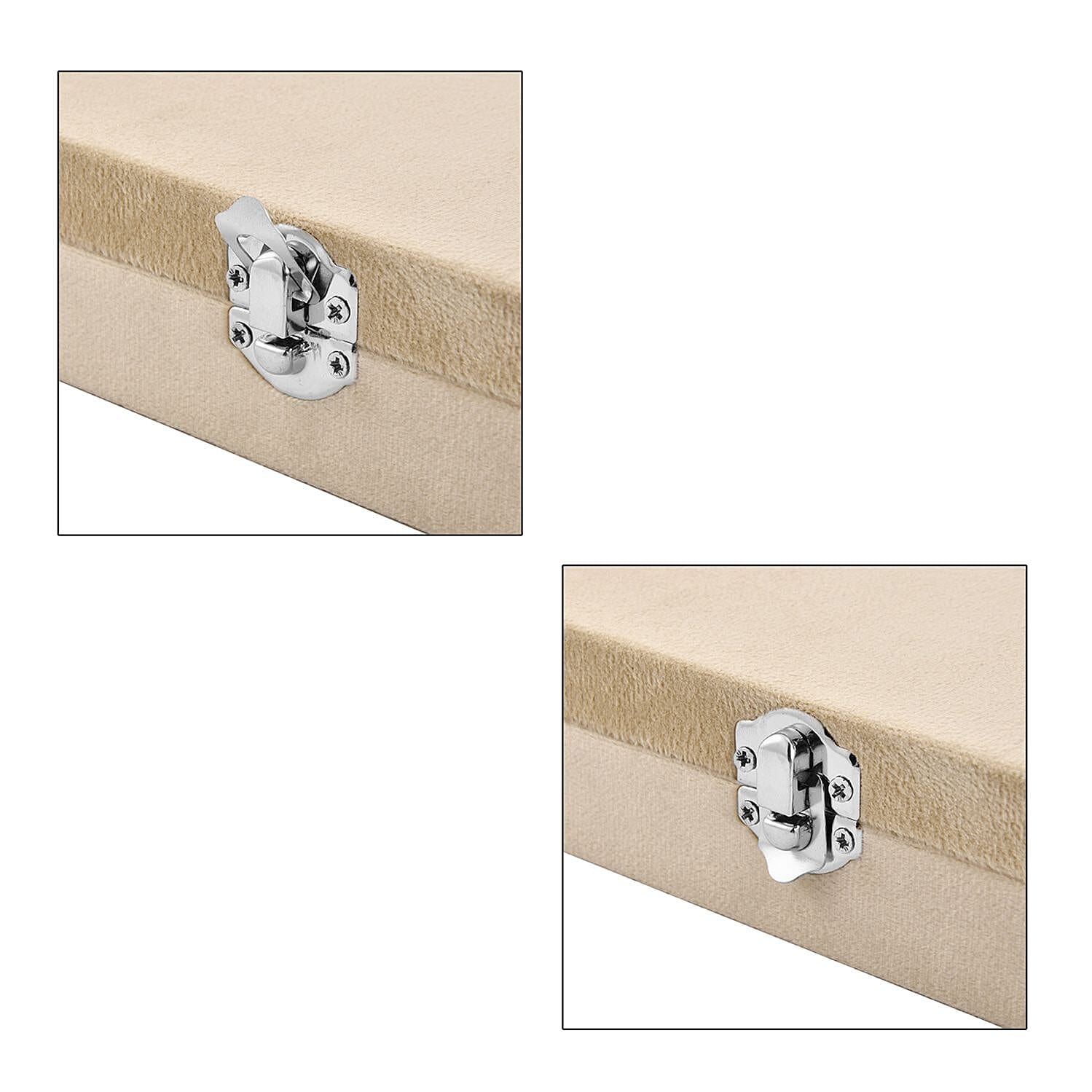 Velvet Jewelry Box with 6pcs Manicure Set (Size 16.5x12x4.5 cm) - Beige