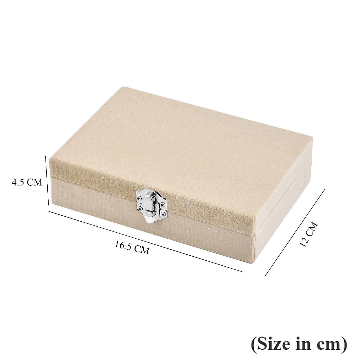 Velvet Jewelry Box with 6pcs Manicure Set (Size 16.5x12x4.5 cm) - Beige